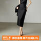 晚白【新品】秋款時尚簡約氣質(zhì)半裙休閑百搭通勤OL半身裙 黑色 M