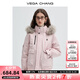 VEGA CHANG三防羽絨服女2025年秋冬新款連帽貉子毛領(lǐng)加厚保暖外套 柔霧粉（三防版） S