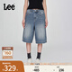 Lee25新品寬松版五袋款設計復古中藍色水洗女牛仔短褲潮流A08037 復古中藍色 26