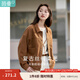 茵曼（INMAN）2025年秋季女裝新款休閑純色翻領(lǐng)口袋單排扣百搭短外套上衣 濃咖啡 S