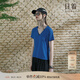 日著(zhù)原創(chuàng  )設計不規則下擺短袖棉t恤2025夏季新款顯瘦百搭上衣女 秘境藍 修身款建議拍大一碼 M