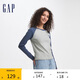GAP女裝2025秋季新款刺繡針織修身插肩袖羅紋T恤美式上衣634814
