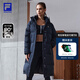 斐樂（FILA）女子羽絨服長款冬季鵝絨長袖保暖連帽運動休閑外套開衫女裝上衣 深黑-BK 2XL