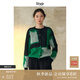 旅途原品（ltyp）羊毛馬海毛幾何撞色提花毛衣/開(kāi)衫寬松針織衫女秋季 毛織開(kāi)衫-幻彩綠 M