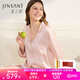 金三塔真絲睡衣女100%桑蠶絲外穿涼感兩件套睡褲居家服禮物 [粉嫩]19姆米桃盈粉 L
