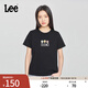 Lee25新品標準版圓領(lǐng)像素花朵印花設計女短袖T恤休閑LWT0098674LE 黑色 S