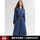 ELLE法式長袖純棉牛仔連衣裙女2024秋季新款簡單大方氣質(zhì)小眾裙子 牛仔藍(lán) M