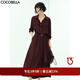 COCOBELLA[安可拉紅]氣質(zhì)法式連衣裙女秋肌理褶皺長袖襯衫裙FR106 酒紅色 M