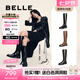 百麗（Belle）七夕禮物周雨彤同款月光騎士靴女商場(chǎng)款顯瘦長(zhǎng)靴3EL73DG4 【周潔瓊同款】柔霧黑（啞光面） 37 (235mm)