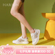 哈森春夏網(wǎng)面鞋女拼色休閑運動鞋透氣女鞋HC241413 米色/杏色 37