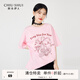 秋水伊人美式復古重磅純棉T恤夏季新款女裝經(jīng)典圓領(lǐng)甜美上衣 粉紅 M