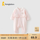 童泰（TONGTAI）童泰嬰兒連體衣春秋季女寶寶衣服休閑外出花邊哈衣可愛(ài)翻領(lǐng)爬服 粉色 66cm