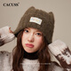 CACUSS帽子女冬季加厚保暖毛線(xiàn)帽可愛(ài)貓耳朵針織帽防寒套頭帽 咖色
