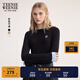 Teenie Weenie小熊女裝T恤2025秋季新款簡(jiǎn)約線(xiàn)條撞色拼接長(cháng)袖上衣 黑色 M
