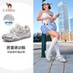 駱駝（CAMEL）月牙德訓鞋女百搭板鞋休閑鞋 L25S577059B 米/銀(蕾絲透氣) 39