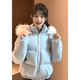 鹿王戀雪美式大毛領(lǐng)羽絨棉服外套女2025冬季新款加厚保暖短款連帽棉襖外套 藍色 S