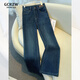 GCRZW輕奢韓版微喇牛仔褲女秋冬季2025新款修身氣質(zhì)喇叭褲復古馬蹄褲子 納米藍 【輕奢氣質(zhì)款】 M /27 建議95-105斤