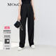 MO&Co.金屬裝飾扣高腰壓褶長褲闊腿休閑褲寬松褲子夏季薄款女摩安珂 黑色-第2批 常規(guī) 建議和客服確認尺碼哦 XS 155 建議和客服確認尺碼哦