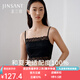 金三塔真絲文胸桑蠶絲蕾絲拼接防走光帶胸墊抹胸式文胸 黑色7100; XL
