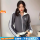 阿迪達斯（adidas）三葉草女裝外套25秋新款訓練運動服棉質透氣上衣休閑時尚針織夾克 木炭灰/針織棉質/熱銷款 L 【170建議體重120-130斤】