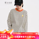 雲上生活女裝條紋長(cháng)袖T恤春裝新款圓領(lǐng)打底外穿t恤衫7198X 米黑條紋 L