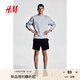 H&M男士運動短褲夏季舒適透氣休閑抽繩慢跑褲0995634 黑色 L 175/96