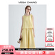 VEGA CHANG連衣裙女2025夏季新款假兩件設計感休閑簡(jiǎn)約圓領(lǐng)背心裙 蜜蠟黃 S