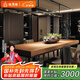 鐵元帥歐式餐桌吃飯桌小戶型復古風餐廳桌休閑咖啡桌西餐桌實木餐桌椅 【豪華款】桌子200*80*75厚8公分
