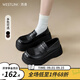西遇松糕樂(lè )福鞋女2025新款春季一腳蹬JK鞋子配裙子黑色厚底小皮鞋 黑色 37