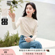 香影法式氣質(zhì)長(cháng)袖t恤女2025秋季夏新款半高領(lǐng)肌理感正肩打底上衣 米色 M