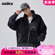 古由卡（GUUKA）潮牌高領(lǐng)棉服男冬季新款 山系風(fēng)羊羔絨拼接加厚棉衣外套寬松百搭 黑色 XL