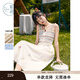 紫涵（ZIHAN）紫涵波浪邊吊帶裙女夏季新款法式甜美風(fēng)設計感條紋打攬連衣裙 米金 XL