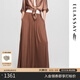 歌力思（ELLASSAY）【博主同款】2025春夏新款緞面老錢(qián)風(fēng)簡(jiǎn)約百搭山本褲闊腿休閑褲女 咖栗色 XS