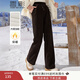 香影加絨窄版闊腿褲女2025冬裝新款垂墜感糯米褲高腰抽繩直筒長(cháng)褲 咖啡 M