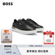 BOSS博斯【七夕節(jié)禮物】男士2025夏季新款經(jīng)典條紋細(xì)節(jié)皮革運(yùn)動(dòng)鞋 001-黑色 41