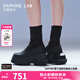 DAPHNE LAB【吳海媛萬(wàn)妮達同款】方糖厚底襪靴女 復古時(shí)尚切爾西短靴彈力靴 經(jīng)典黑【博主同款】 9.5cm 38