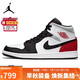 Jordan休閑鞋男子AJ1喬丹JORDAN 1中幫運動(dòng)鞋852542-100黑紅42