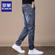 羅蒙高端牛仔褲男春秋季款2025新款潮牌修身小腳百搭彈力男士長(cháng)褲子藍 922-藍灰 常規 32 體重136-146斤