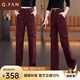 恰凡（QIAFAN）安可拉紅工裝牛仔褲女士2025春秋季新款多口袋小個(gè)子直筒闊腿褲子 安可拉紅 26 /S 建議85-95斤