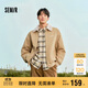 森馬夾克男冬季復古仿羊羔毛翻領(lǐng)外套寬松繡花棉服潮109724108104