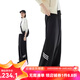 雲上生活【軟殼休閑褲】撞色戶(hù)外運動(dòng)褲闊腿褲2025秋女K0322 黑色 M （建議100-115斤左右）