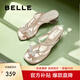百麗（Belle）小福蝶夾腳人字拖女商場(chǎng)款水鉆拖鞋A9K1DBL4 銀色-粗跟款 37 (235mm)