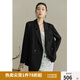 獨束大碼女裝黑標系列醋酸西裝外套女秋裝新款微胖mm氣質(zhì)設計感西服 曜石黑 L