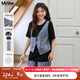 MsShe【假兩件拼接馬甲短袖上衣闊腿褲套裝】大碼女裝2025款秋季 碧海藍色現貨 3XL