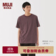 無(wú)印良品（MUJI）男式 天竺編織圓領(lǐng)短袖T恤 男士打底衫男款 男裝 酒紅色圖案 XL (180/104A)