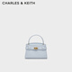 CHARLES&KEITH鱷魚(yú)紋凱莉包手提斜挎婚包包女包生日禮物CK2-50270880-1 Sea Salt Blue海鹽藍（新色） S