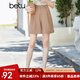 betu百圖女裝短褲女夏ins風(fēng)簡(jiǎn)約多色休閑短褲女高腰闊腿褲短褲女2204T57 咖啡色 M