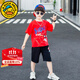 G.DUCKKIDS童裝男童套裝夏裝洋氣蜘蛛俠衣服兒童服裝男夏季短袖短褲小男孩穿 紅色 110碼建議身高100-110cm年齡4-5