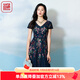 漁（FC SG）漁牌仙氣長裙收腰連衣裙子女夏季2023新款刺繡花V領(lǐng)長裙FGFA0073 藍紫 M