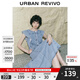 UR2025夏季新款女裝復(fù)古牛仔荷葉邊牛仔連衣裙UWG850114 藍(lán)色 XL